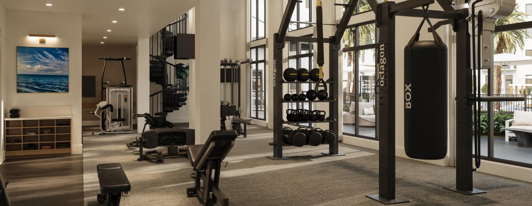 a gym with exercise equipment
