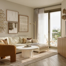 a living room with a couch and a tv